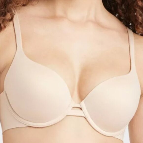 AUDEN BEIGE LIGHT LIFT PLUNGE BRA- SIZE 36 D - Picture 1 of 8